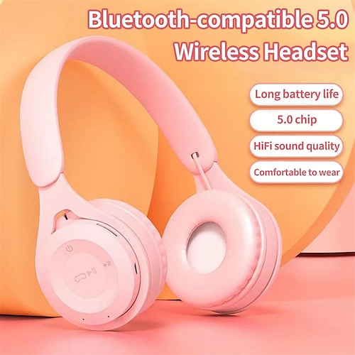 

casque sans fil réduction de bruit intelligente compatible bluetooth5.0 casque de sport de jeu stéréo mignon accessoires informatiques