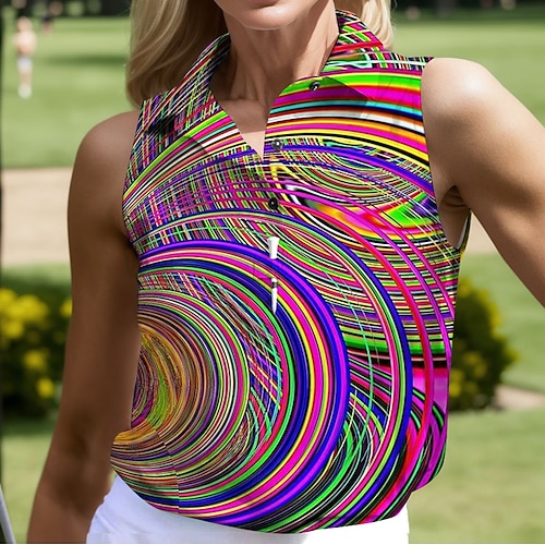 

Femme T-shirt POLO Chemise de golf Polo boutonné Respirable Séchage rapide Evacuation de l'humidité Sans Manches Vêtements de golf Top Standard Imprimé Eté Tennis Le golf Pickleball