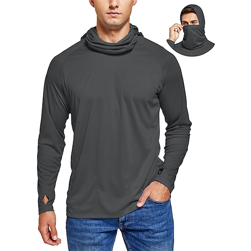 Men's Fishing Shirt Performance Shirt Hooded Outdoor Long Sleeve Sun  Protection UPF50+ Breathable Quick Dry Lightweight Top Summer Spring Autumn  Outdoor Fishing Camping & Hiking Dark Grey Black White 2024 - $23.99