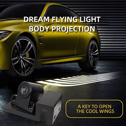 

2 peças 12-24 v luz de advertência da porta do carro luz de asas de anjo do carro lâmpada de projeção led luzes de boas-vindas lâmpada da atmosfera