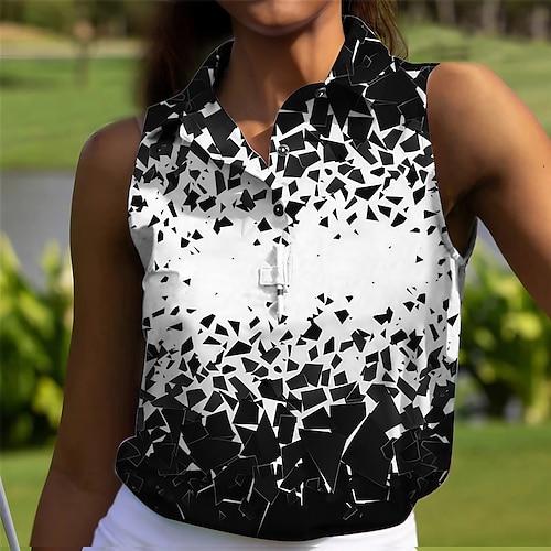 

Women's Golf Polo Shirt Black Red Blue Sleeveless Sun Protection Top Ladies Golf Attire Clothes Outfits Wear Apparel