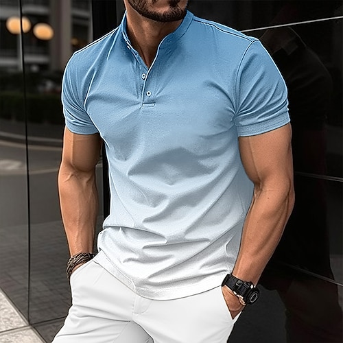 

Homme Chemise Henley Shirt T-shirt Dégradé Henley Plein Air Vacances Manches courtes Vêtement Tenue Mode Design basique