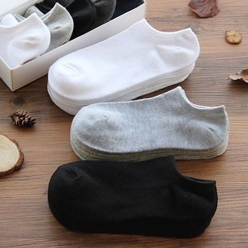 

Unisex 5 Pairs Ankle Socks Black White Gray Color No Show Socks Plain Invisible Low Cut Socks Casual Daily Basic Medium Four Seasons Breathable