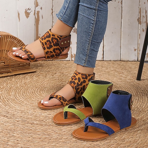 

Mujer Sandalias Sandalias planas Zapatos romanos Diario Playa Verano Cuentas Tacón Plano Vintage Casual Minimalismo PU Banda Elástica Color sólido Negro