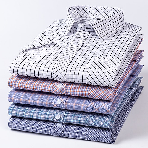 

Homme Chemise Bordeaux Bleu Ciel Blanche Manche Courte Plaid / Rayé / Chevron Col de Chemise Printemps été Usage quotidien Rendez-vous Vêtement Tenue Croix