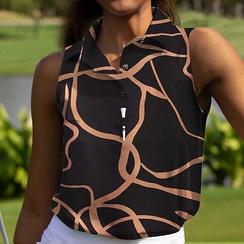 

Femme T-shirt POLO Chemise de golf Polo boutonné Respirable Séchage rapide Evacuation de l'humidité Sans Manches Vêtements de golf Top Standard Imprimé Eté Tennis Le golf Pickleball