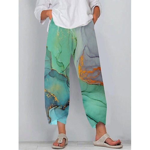 

Women's Straight River Blue Light Sky Blue Light Green Casual Daily Wear Capris Comfy Tie Dye S M L XL XXL