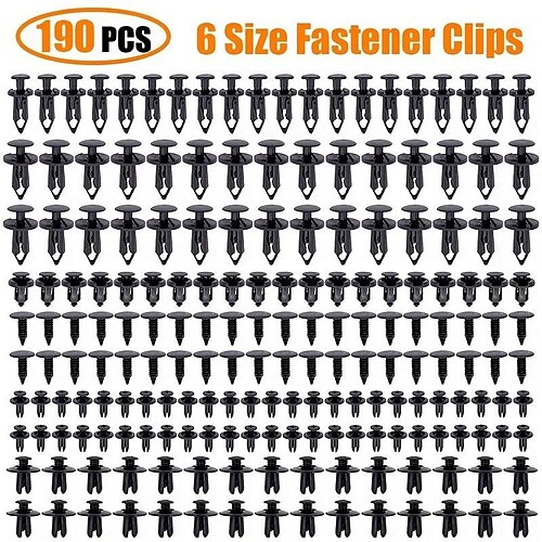 

190pcs Car Retainer Clips, 6 Size Plastic Fasteners Kit, Automotive Trim Panel Push Pin Clip, Auto Body Bumper Fender Rivet Set For Trucks And Motorcycles