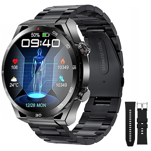 

1.39 pouces bluetooth appel ecg ppg montre intelligente hommes traitement au laser de l'hypertension hyperglycémie hyperlipidémie fréquence cardiaque hrv sain sport smartwatch