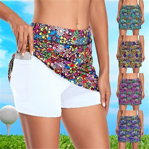 

Mujer Falda de tenis falda de golf Transpirable Secado rápido Dispersor de humedad Vestidos Ropa de tenis Floral Impreso Verano Tenis Golf pepinillo