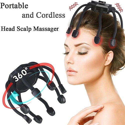 

ultra massageador de couro cabeludo elétrico massageador de couro cabeludo com 3 modos massageador de cabeça de 360 graus sem fio portátil ultra massageador de couro cabeludo para relaxar o estresse