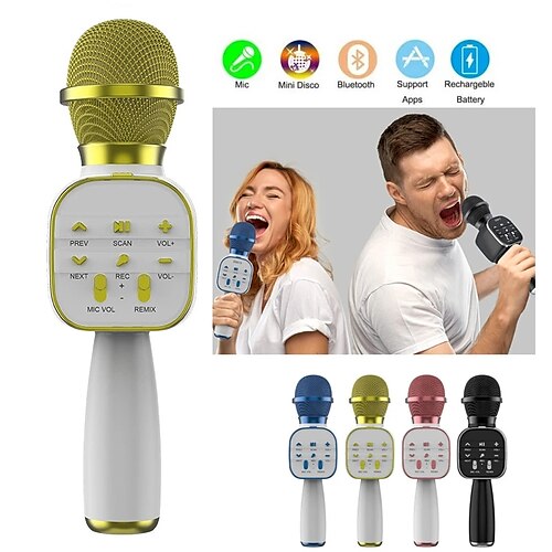 

Ds813 sem fio bluetooth microfone de karaokê microfone de mão alto-falante profissional reprodutor de música microfone para jogos para casa ktv