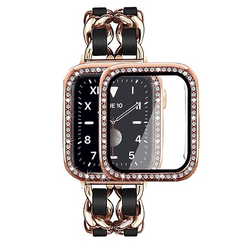 

Sport Band Compatible with Apple Watch band 38mm 40mm 41mm 42mm 44mm 45mm 49mm with Case Glitter Bling Diamond Stainless Steel Strap Replacement Wristband for iwatch Series Ultra 8 7 SE 6 5 4 3 2 1