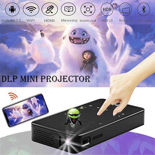 

Salida de fábrica S90 DLP Mini Proyector Altavoz incorporado Mini portátil de bolsillo Proyector WIFI Corrección trapezoidal FWVGA (854x480) 60 lm Otro / Android 9.0 Compatible con iOS y Android HDMI