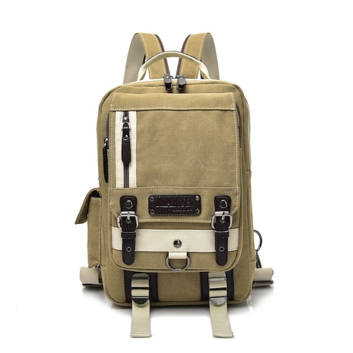 

Homens mochila Mini mochila Ao ar livre Diário Côr Sólida Tela de pintura Grande Capacidade Ziper Preto Cáqui Café