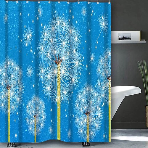 

Cortina de ducha con ganchos, diseño floral, decoración de baño, tela impermeable, conjunto de cortina de ducha con 12 ganchos de plástico