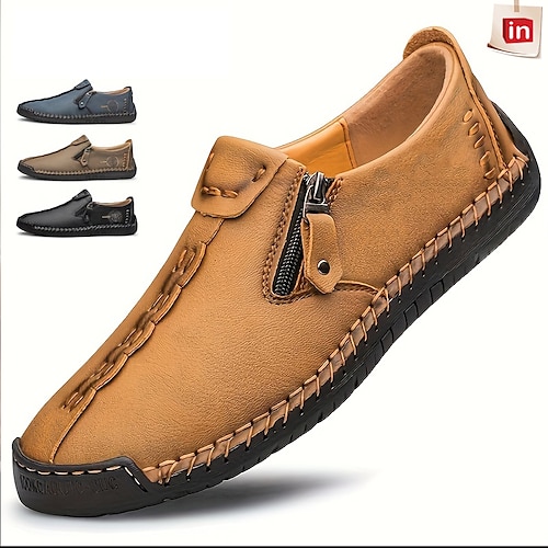 

Herren Loafer Slip On Freizeitschuhe für Herren Übergrössen Leder-Loafer Geschäftlich Vintage Brautkleider schlicht Outdoor Täglich Wandern Wanderschuhe Leder Wasserdicht Atmungsaktiv Körpergröße