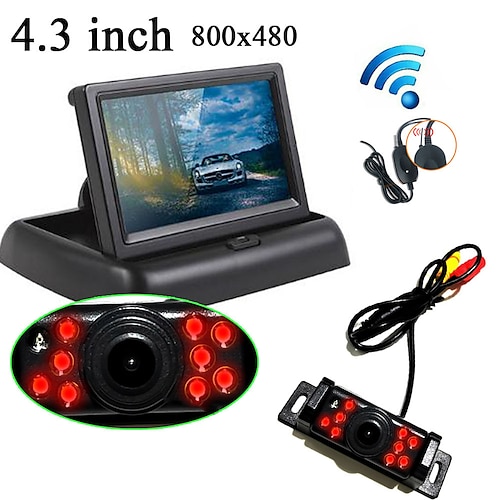 

Kit de vue arrière de voiture 4.3 pouces plug and play tft-lcd 480p ccd sans fil 140 degrés pour caméra de recul de voiture