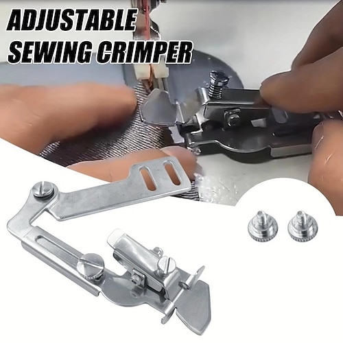 

Domestic Sewing Machine Presser Foot Set Adjustable Seam Straight Stitch Tool Anti-roll Narrow Rolled Hem Sewing Accessory