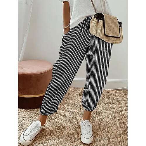 

Women's Linen Pants Faux Linen Light Brown Black Pink Stylish Casual Daily Casual Daily Wear Pocket Full Length Comfortable Abstract S M L XL XXL