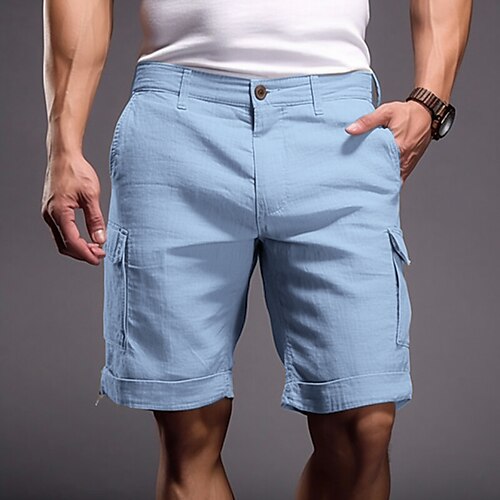 

Herren Cargo Shorts Kurze Hosen Shorts Kurze Hosen Leinenshorts Kurze Hosen Sommer-Shorts Tasche Glatt Komfort Atmungsaktiv Outdoor Täglich Ausgehen Leinen / Baumwoll Mischung Modisch Brautkleider