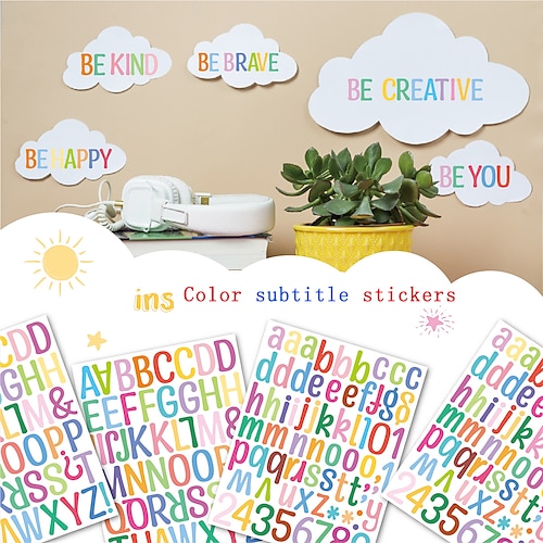 

10pcs Letter Wall Stickers 2-Inch Numerical Markers Classroom Mailbox Home Decoration Self-Adhesive Color Letter Stickers