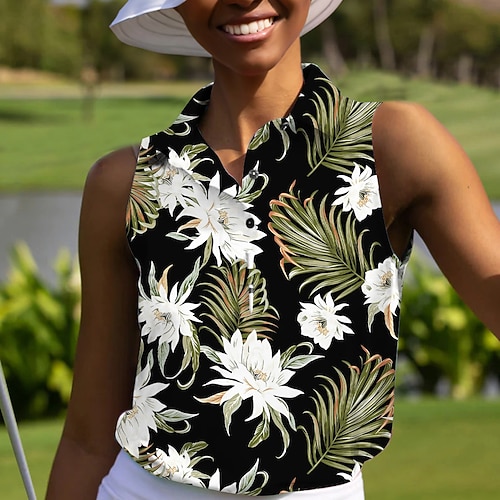 

Mulheres Camisa polo de caminhada Camisa de golfe roupas de golfe Respirável Secagem Rápida Macio Sem Manga Blusas Normal Floral Verão Primavera Golfe Badminton