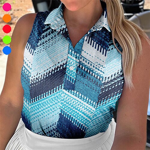 

Mujer Camisas de polo Camiseta de golf Polo con botones Transpirable Secado rápido Dispersor de humedad Sin Mangas Ropa de golf ropa de golf Ajuste regular Impreso Verano Tenis Golf pepinillo