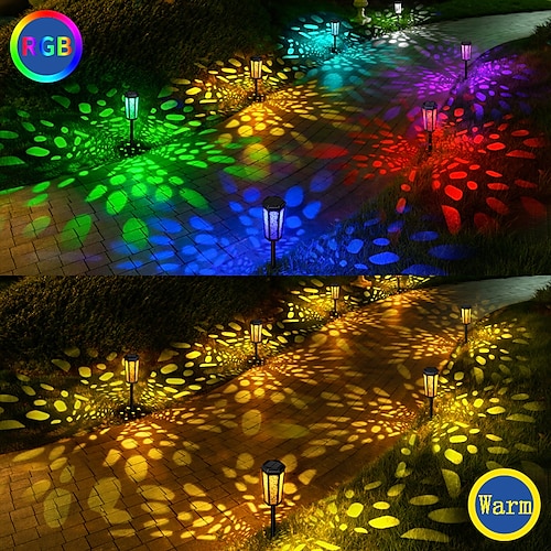 

Solarlicht, hohler Rasen, Retro-Gartenlicht, RGB, warmweiß, 2 Modi, Beleuchtung für den Außenbereich, Garten, Innenhof, wasserdicht, Solar-Rasenlicht, Park, Gehweg, Dekor-Lichter