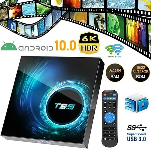 

t95 4k tv box android 10 core 4gb32gb/64gb/128gb 2.4/5g wifi hdmi 3d home media streamer