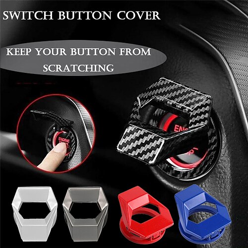 

1 unidad de cubierta de botón de interruptor de arranque y parada de motor de coche, accesorios decorativos para automóviles, cubierta adhesiva de botón para interior de coche