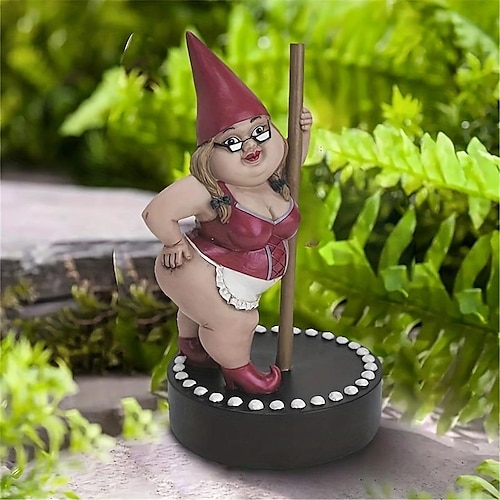 

Artesanato de estátua de gnomo, enfeites de goblin de dança feminina de resina, para jardim, decoração de casa, quarto, escritório, gramado