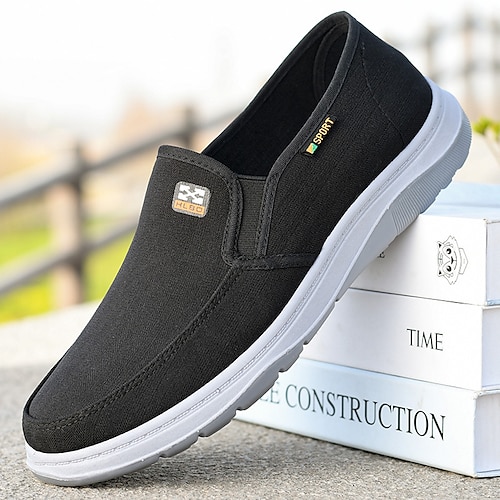 

Hombre Zapatos de taco bajo y Slip-On Zapatos casuales de hombre Zapatos Confort Mocasines de Tela Casual Diario Oficina y carrera Zapatos de Paseo Tela Transpirable Cómodo Antideslizante Negro Gris