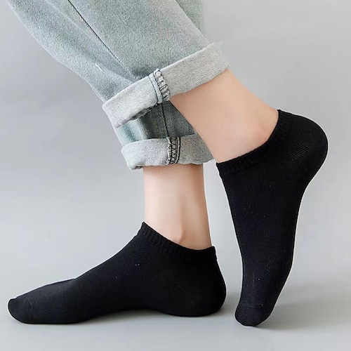 Unisex 5 Pairs Ankle Socks Black White Gray Color No Show Socks Plain  Invisible Low Cut Socks Casual Daily Basic Medium Four Seasons Breathable  2024 - $5.49