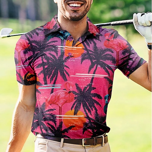 

Homens Camisa polo de caminhada Camisa de golfe roupas de golfe Respirável Secagem Rápida Macio Manga Curta Blusas Normal Árvore Verão Primavera Treino de Ginástica Golfe Badminton