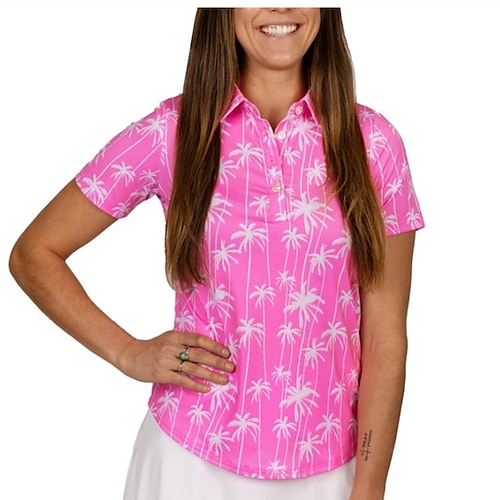 

Femme T-shirt POLO Chemise de golf Polo boutonné Respirable Séchage rapide Evacuation de l'humidité Manche Courte Vêtements de golf Top Standard Arbre Eté Tennis Le golf Pickleball