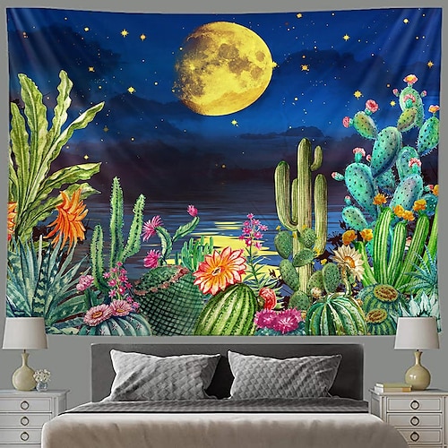 

Mond-Kaktus-Hängeteppich, Wandkunst, großer Wandteppich, Wanddekoration, Fotografie, Hintergrund, Decke, Vorhang, Zuhause, Schlafzimmer, Wohnzimmer, Dekoration