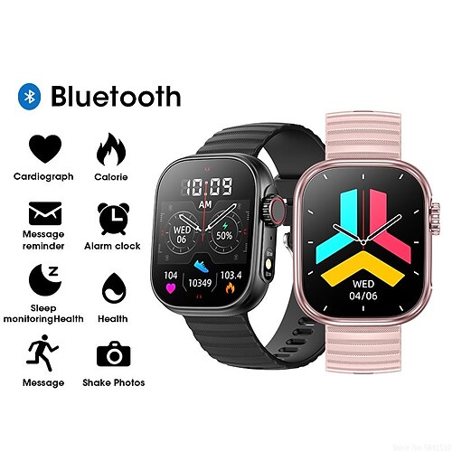 

ZW39 Smart Watch 2.01 inch Smartwatch Fitness Running Watch Bluetooth Temperature Monitoring Pedometer Sleep Tracker Compatible with Android iOS Women Men Hands-Free Calls Waterproof Media Control IP