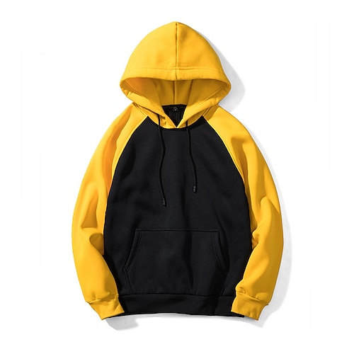 

Homme Sweat à capuche Jaune / Noir Noir et jaune Bleu Denim Kaki clair. Noir Capuche Bloc de couleur Sport Loisir du quotidien Des sports Vêtement de rue basique Décontractées Printemps Automne