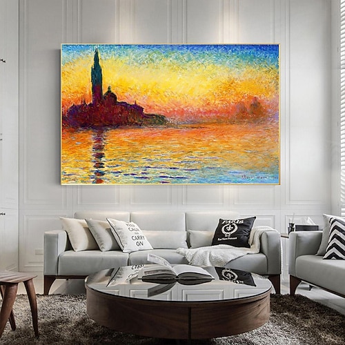 

artista famoso Monet obras de arte nascer do sol impressão natureza paisagem pintura a óleo pintado à mão na tela paisagem abstrata arte da parede foto verdadeira decoração da casa