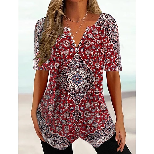 

Damen T Shirt Bluse Hellgrün Wein Rote Graphic Taste Bedruckt Kurzarm Casual Basic Rundhalsausschnitt Standard S