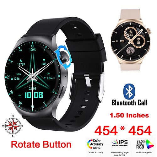 

DT4Mate Smart Watch 1.5'' Bluetooth Call Smartwatch Sport Watch Message Reminder Compass Cardiac Blood Oxygen Pressure sleep monitoring smart bracelet Compatible with Android iOS