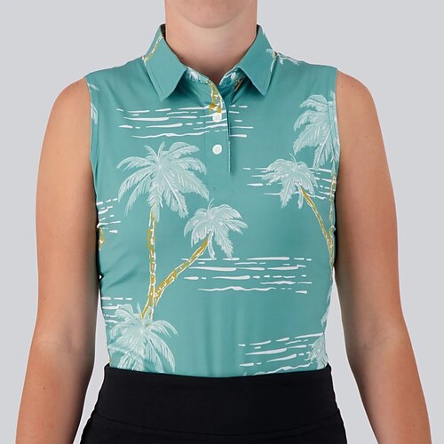 

Mulheres Camisa polo de caminhada Camisa de golfe Pólo de botões Respirável Secagem Rápida Pavio Humido Sem Manga Vestuário de golfe Roupas de golfe Normal Floral Árvore Flamingo Verão Tênis Golfe