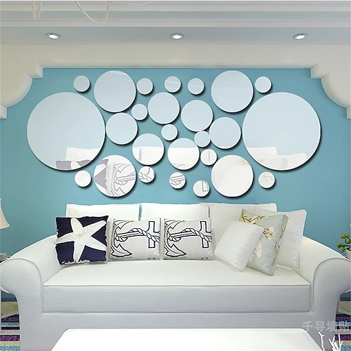 

28 pçs/conjunto espelho 3d adesivo de parede espelho redondo diy tv fundo adesivos de quarto decoração de parede quarto banheiro espelho de decoração para casa