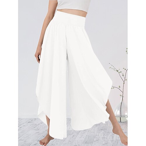 

Femme Chino Pantalon Vin Noir Blanche Taille haute simple Décontractées Confort sport du quotidien Vacances Toute la longueur Confort Plein S M L XL 2XL