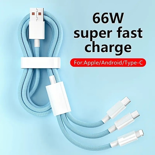 

Multi-Ladekabel USB A auf Lightning / Mikro / USB C 3.5 A Ladekabel Nylon geflochten 3 in 1 Für Samsung Huawei iPhone Handy-Zubehör