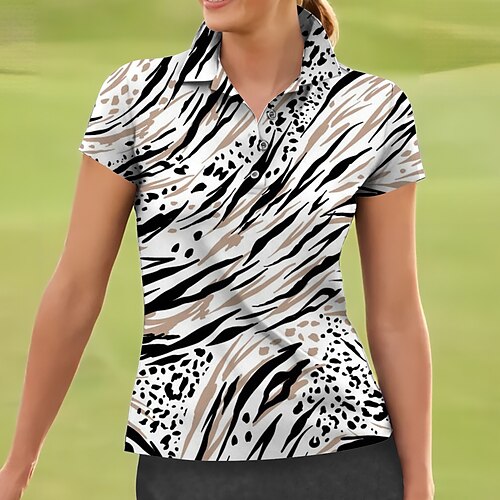 

Femme T-shirt POLO Chemise de golf Polo boutonné Respirable Séchage rapide Evacuation de l'humidité Manche Courte Vêtements de golf Top Standard Imprimé Eté Tennis Le golf Pickleball