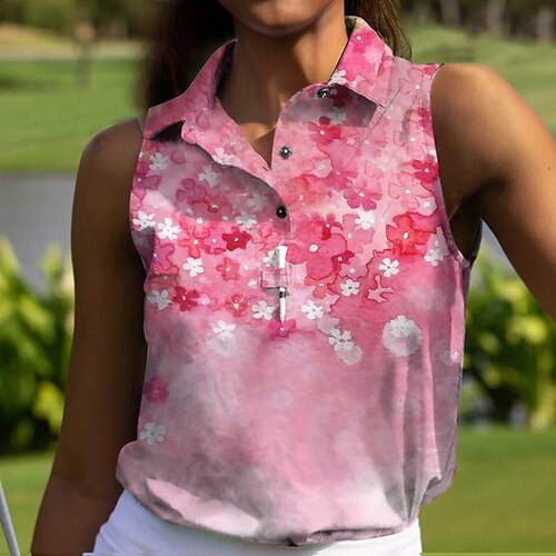 

Mujer Camisas de polo Camiseta de golf Polo con botones Transpirable Secado rápido Dispersor de humedad Sin Mangas Ropa de golf ropa de golf Ajuste regular Floral Verano Tenis Golf pepinillo