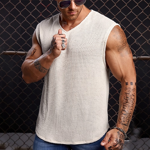 

Men's Tank Top Vest Top Undershirt Sleeveless Shirt Plain V Neck Sports Outdoor Vacation Sleeveless Clothing Apparel Fashion Daily Sport