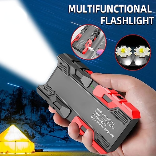 

2 Core Strong Light Flashlight Outdoor Portable USB Rechargeable Multifunction LED Light Power Bank Waterproof Camping Hiking